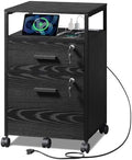DEVAISE 2 Drawer File Cabinet with Lock, Wood Printer Stand, Black by DEVAISE