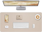 AFIING Extra Large Desk Mat - 55" x 24" PU Leather Non-Slip Desk Pad for Office and Home - Ideal for Large Mouse Pad and Desk Mats on Top of Desks (Beige) by AFIING