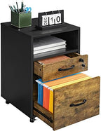 Yaheetech 2-Drawer File Cabinet with Lock, Under Desk Storage, Rustic Brown - Image 4