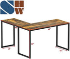 SHW Mission 48 x 48 L-Shape Home Office Computer Desk, Rustic Brown - Image 3