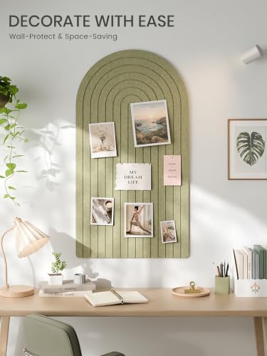 Large Arched Felt Bulletin Board 47.2''×25.5'', Olive Green - Image 2