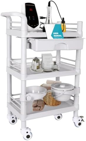 Mobile Medical Trolley Cart 3-Tier 220Lbs Utility Carts for Ultrasound by Enocreay