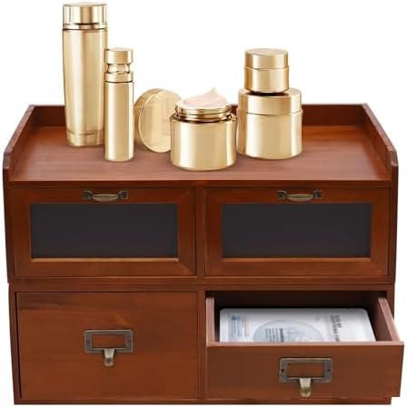 Wood Desk Organizer Tabletop Storage Organization with Drawers Desk Drawer Organizer for Catalog, Card, Jewelry, Makeup, Craft & Tools (6 Drawer) - Image 6