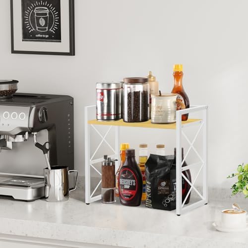 YINMIT Desktop Shelf Organizer, 2 Tier Office Shelves, Wood Desk Organizer Storage Rack and Freestanding Display Shelf for Office, Dormitory, Home (White Wood) - Image 6