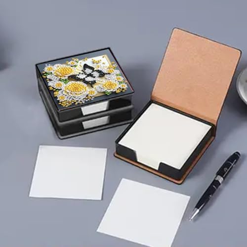 4pcs Flower Butterfly PU Diamond Painting Sticky Notes Holder - Image 2