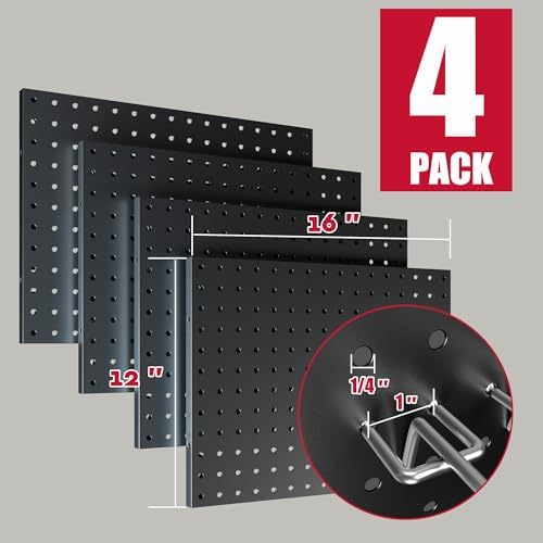 Spampur Peg Board, 4 Pack Metal Pegboard Wall Organizer with Accessories - Image 3