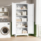 Letaya 75" H Metal Storage Cabinet with 2 Doors and 4 Shelves,Tall Kitchen Pantry Cabinets,Farmhouse Utility Pantry Organizers for Cupboard/Dining/Bathroom/Home Office/Garage Room,White - Image 6