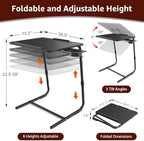 TV Trays Set of 2 - Folding TV Tray Adjustable Dinner Trays for Eating On Couch Wooden Tables Mate Stand Foldable Black Desk with Cup Holder Portable - Image 2