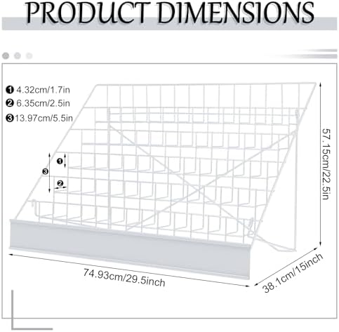 Queekay 6 Tier Wire Countertop Rack Comic Book Rack Wide Tabletop Display Magazine for Book Brochure Literature Greeting Card Shelf Holder Stand (White) - Image 2
