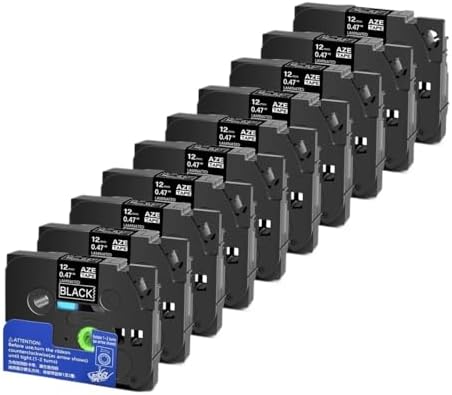 Compatible for Brother TZE-231 12mm Label Tape, 5-Pack, for PT-H110 P-Touch Label Printer, TZE-231/221/241/335, GreenCycle(White on Black-10PK,12mm) by Unknown