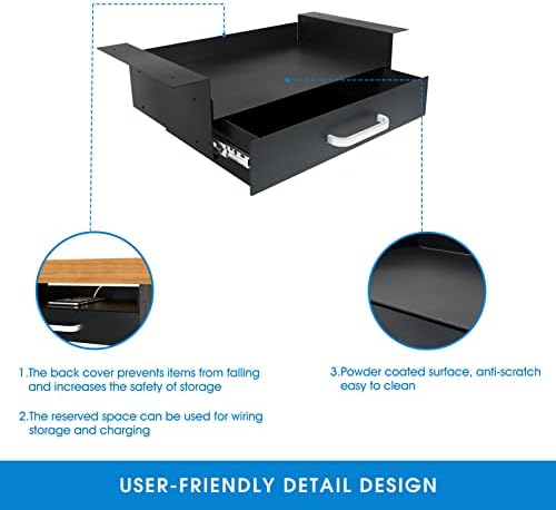 GOME Under Desk Drawer Storage with Laptop/Book/Folders Shelf, Double Layer Easy Slide-Out Undermount Drawer Organizer with Ball Sliding Track for Home Office Sit-Stand Workstation - Image 5