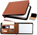 2Fold Zippered Business Checkbook Binder - 7 Ring Binder for Business Checks with Built-in Organizer and Card Case - PU Leather Portfolio for up to 600 3-Up Checks (Light Brown) by 2Fold