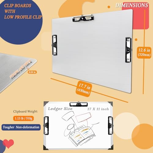 Three Clip Aluminum 11x17 Clipboard Metal Stainless Hangable A3 Clipboards - Image 6
