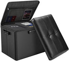 DocSafe Storage Ottoman with Lock,Fireproof Folding Ottoman Foot Rest Stool Storage Chest with Storage Safe for Important Documents,Waterproof 17 Inches Short Ottoman Foot Stool with Handles,Black by DocSafe