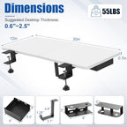Novabright 30" X 12" Desk Extender Tray with Side Storage Rack Heavy Duty Desk Extender Under Desks Laptop Mount Keyboard Extenders for Desks with a Concealed Storage Area for Cable & Earphone (White) - Image 2