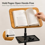 Floor Book Stand for Reading, Height Adjustable 19-51 Inch Wood Panel Holder with Page Clips and Phone Holder for Sheet Music, Cookbook, Tablet, Portable Standing Home Use - Image 5