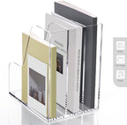 SANRUI Clear Vertical Magazine File Holder, Acrylic Desk Organizer and Storage Bins Holding for Magazines Binders, Notebooks, Envelopes A4 Folder Binder Holders Sorter, 3 Compartments - Image 6