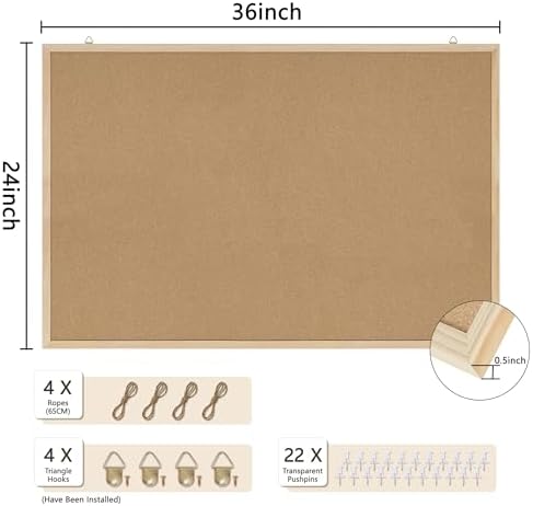 DAHAPYBOO Bulletin Board for Office with Pin Oak Wood Boards 2Pack,36x24 - Image 2