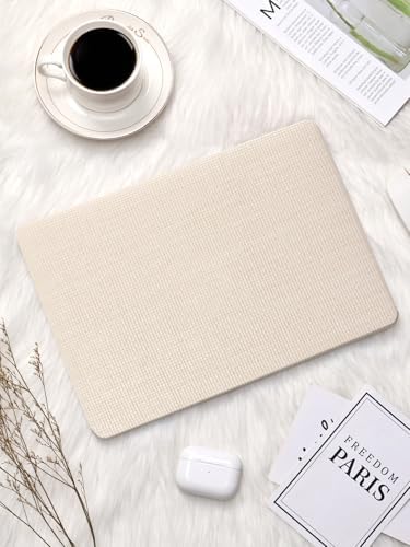 Seorsok Compatible with MacBook Pro 14inch Case 2026 2025-2021 M5 M4 M3 A3426 A3427 A3434 A3112 A3185 A3401 M2 A2779 M1 A2442,Leather Plastic Hard Shell Case&Keyboard Cover,Beige Woven No Logo Cutout - Image 4
