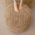 HIGOGOGO Round Stuffed Pouf Ottoman, Corduroy Poufs with High-Density Foam Filling, Furry and Fluffy Pouf Foot Stool Storage Ottoman, 20 X 15 Floor Poufs Foot Rest for Living Room, Brown by HIGOGOGO
