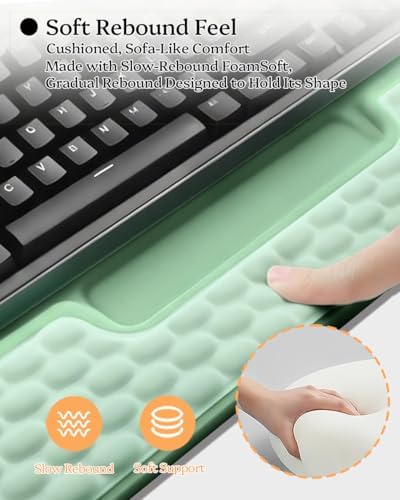 Wrist Rest for Computer Keyboard, 2 in 1 Keyboard Wrist Support Pad, Memory Foam Keyboard Riser Holder Lift Tray with Wrist Pad for Easy Typing for Office Desk, Home, School (Round Green) - Image 6