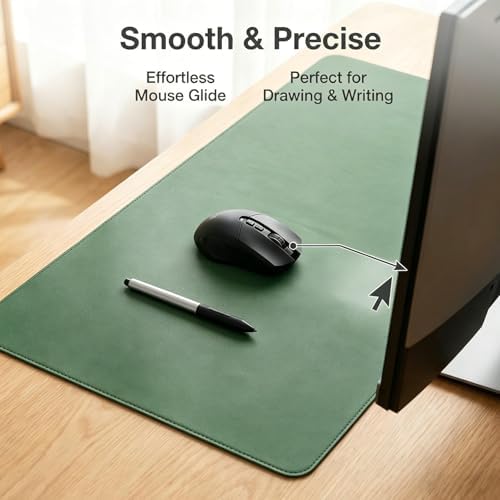 Leather Desk Mat, Office Writing Desk Pad, Large 20" x 40" Dark Green, for Top of Desks, Gift Ready Elegant Computer Desk Cover Protector PU Leather - Image 5