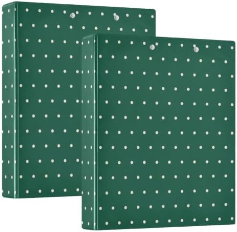 Standard View 3 Ring Binder, Green White Polka Dot Durable Flexible Portable Waterproof Hardcover 1.5 Inch D Rings 500-Sheet Capacity Organizer 2PC - Image 2
