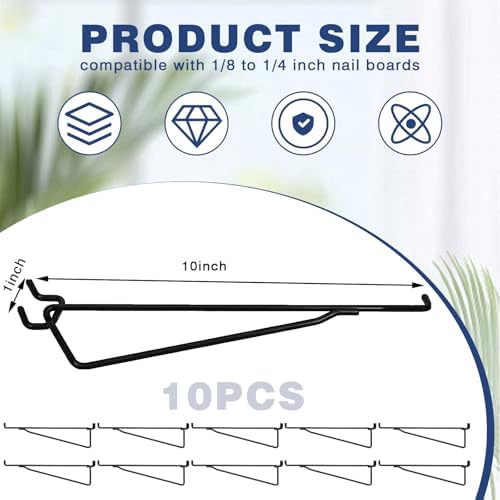 Shimeyao 10 Pcs 10 Inch Pegboard Shelf Brackets, Black - Image 2