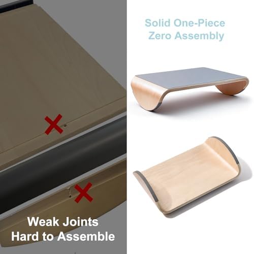 Wood Under Desk Footrest, Ergonomic Rocking Foot Rest, Non-Slip Curved Base - Image 3