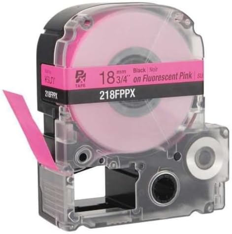 Epson LABELWORKS 218FPPX Tape - Black on Fluorescent Pink - 3/4" (18mm) by EpsonLABELWORKS