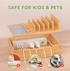 Pezin & Hulin Bamboo Charging Station-Natural, (No USB Charger and Cables) - Image 3