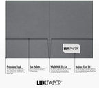 LUXPaper 9" x 12" Presentation Folders | Two Pocket | Front Cover Card Slits (Lower Right) | Sterling Gray Linen | 100lb. Cover | 50 Qty - Image 2