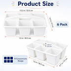 6 Pack Classroom Caddy with Handle, 6 Compartment (White) - Image 2