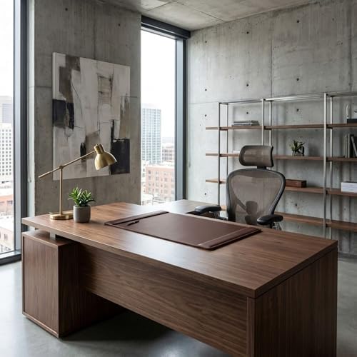 DACASSO Leather Desk Pad with Side Rails - Luxury Leather Desk Blotter for Writing - Executive Desk Surface Protector - (Chocolate Brown, 38” x 24”) - Image 2