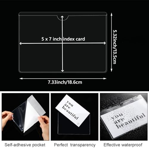Outus 200 Pack 5 x 7 Inch Self Adhesive Label Pockets Bin Labels - Image 2
