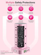 6FT Power Strip Tower Surge Protector, 12 Wide Spaced Outlets, 4 USB - Image 7