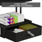Printer Stand with Storage for Desk, with Fabric Drawer Desktop Printer Stand Shelf Organzier for Home Office, for Above and Under Desk Printer Table, Fax Machine Copier Scanner, Black - Image 2