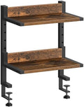HOOBRO Clamp On Desk Shelf, 2-Tier Desktop Organizer, Space-Saving Desk Shelf with Adjustable Shelves, for Office, Study, Entertainment Accessories, Rustic Brown and Black BF32SJ01 by HOOBRO