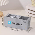 Desk Organizer Office Supplies Multi-function Shipping Container Storage Box Pen/Pencil,Business Name Cards Remote Control Holder Gray, Pen and Pencil Shipping Container Style Holders (Grey) - Image 3