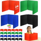 24 Pcs Colorful Desk Dividers for Students, Waterproof Durable Plastic Testing Dividers Privacy Folders for classroom, Easy to Clean, Desk Privacy Panel Classroom Shield Folder Boards Teacher Supplies by IKAYAS