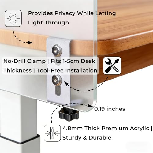 Clamp-On Acrylic Desk Privacy Panel - Image 4
