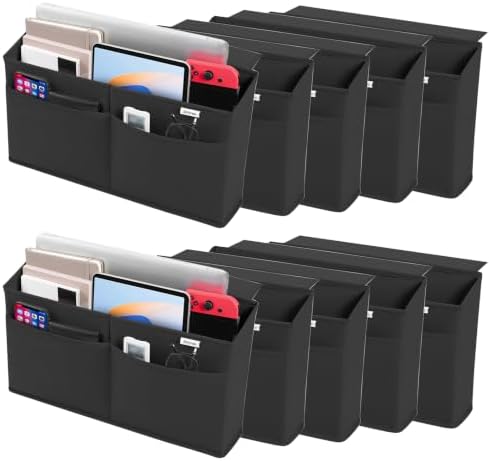 10 Packs Desk Side Hanging Organizer with Pockets, Black by Joyytuu