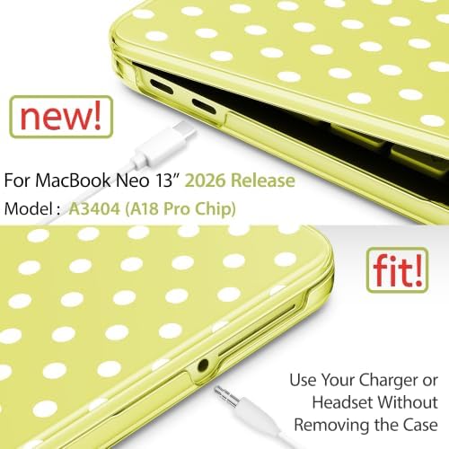 May Chen Compatible with MacBook Neo 13 inch Case 2026 Model A3404, Plastic Hard Shell,Keyboard Cover,Screen Protector,Dust Plug, for MacBook Neo 13" with A18 Pro Chip, Citrus Polka dot - Image 3
