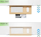 ETHU Small Keyboard Tray Under Desk with Metal Rail, 19.7x11.8", Oak - Image 3