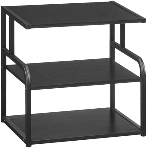 HOOBRO Printer Stand, 3-Tier Desktop Printer Table, Under Desk Printer Storage Office Organizer, Storage Rack with Adjustable Shelf, for Home Office, Kitchen, Living Room, Black BB06PS01 by HOOBRO