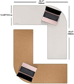 MAIDERN (40”+ 40”) x 13” L Shaped Corner Desk Mat, Cork & Leather Dual Sided Desk Pad for Gaming Computer Office Home (Cream) - Image 2