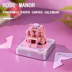 3d Calendar 2027,Hand Tear DIY Art 3d Calendar,Perfect Combination Of Artistic And Practical Design With Lights,Suitable For Note Taking,Decorative Ornaments,Holiday Gifts (Rose Manor) - Image 2