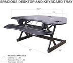 Rocelco 46" Height Adjustable Corner Standing Desk Converter - Quick Sit Stand Up Dual Monitor Riser - Gas Spring Assist Tabletop Computer Workstation - Large Keyboard Tray - Black (R CADRB-46) - Image 4