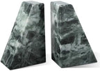 Karibiber Marble Bookends for Heavy Books, Decorative Bookends for Shelves, Green Stone Book Ends, Heavy-Duty Book Ends for Hardback Book & Cookbooks, Unique Book Stopper & Holder, Set of 2 by Karibiber