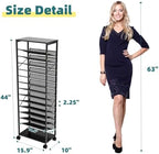 Ekisemio 15 Tier Rolling File Cart, Sturdy and Durable Desk File Organizer with Metal Mesh Letter Tray, Heavy-Duty Rolling Clutter Cart for Office, Home, School, Black - Image 3